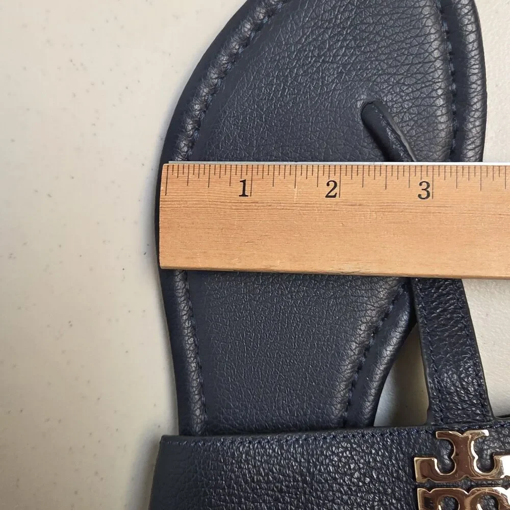 TORY BURCH Navy Dark Blue Claire Flat Thong Sandals Size 9 Slingback